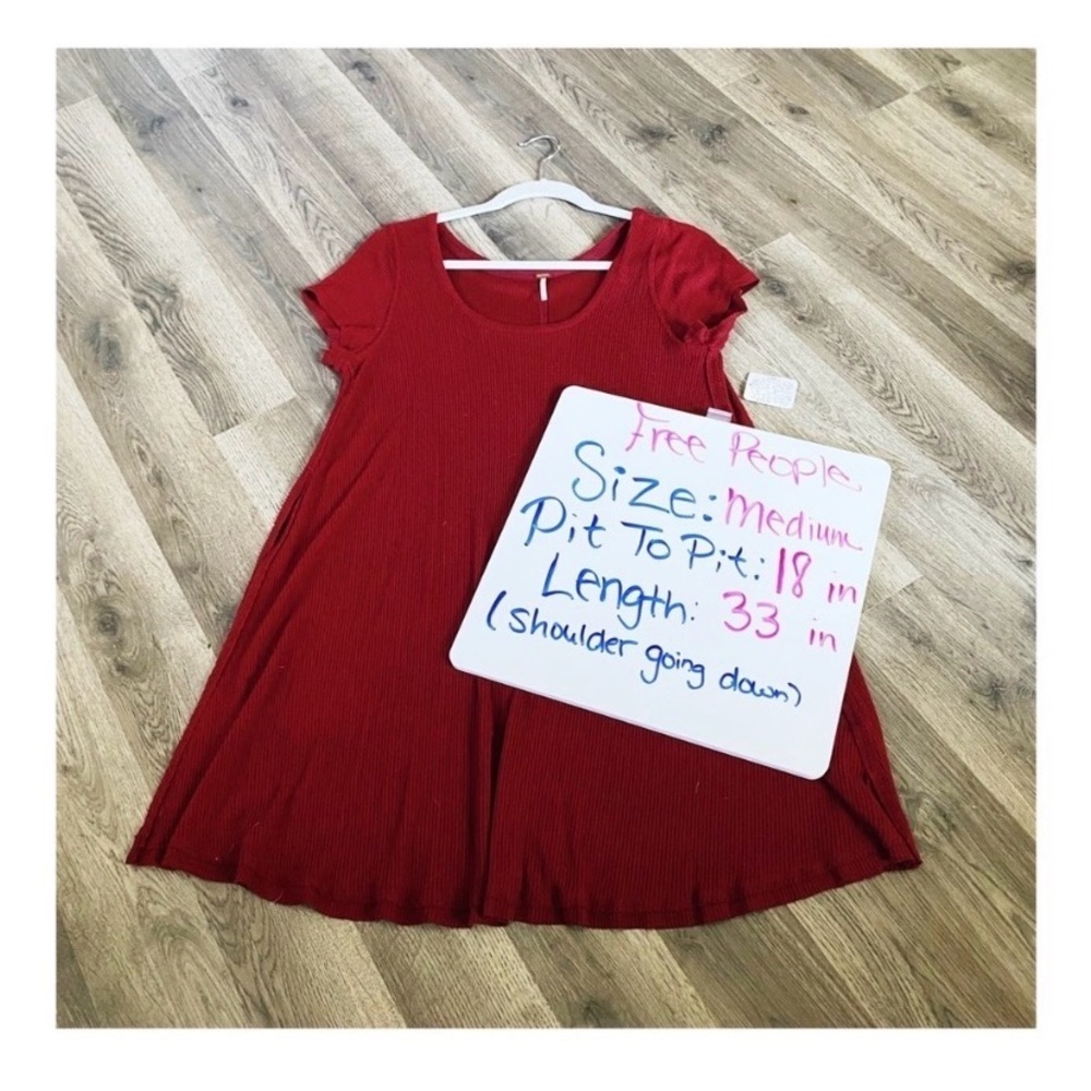 FREE PEOPLE Maroon Red Ribbed T Shirt Dress - Picture 5 of 5